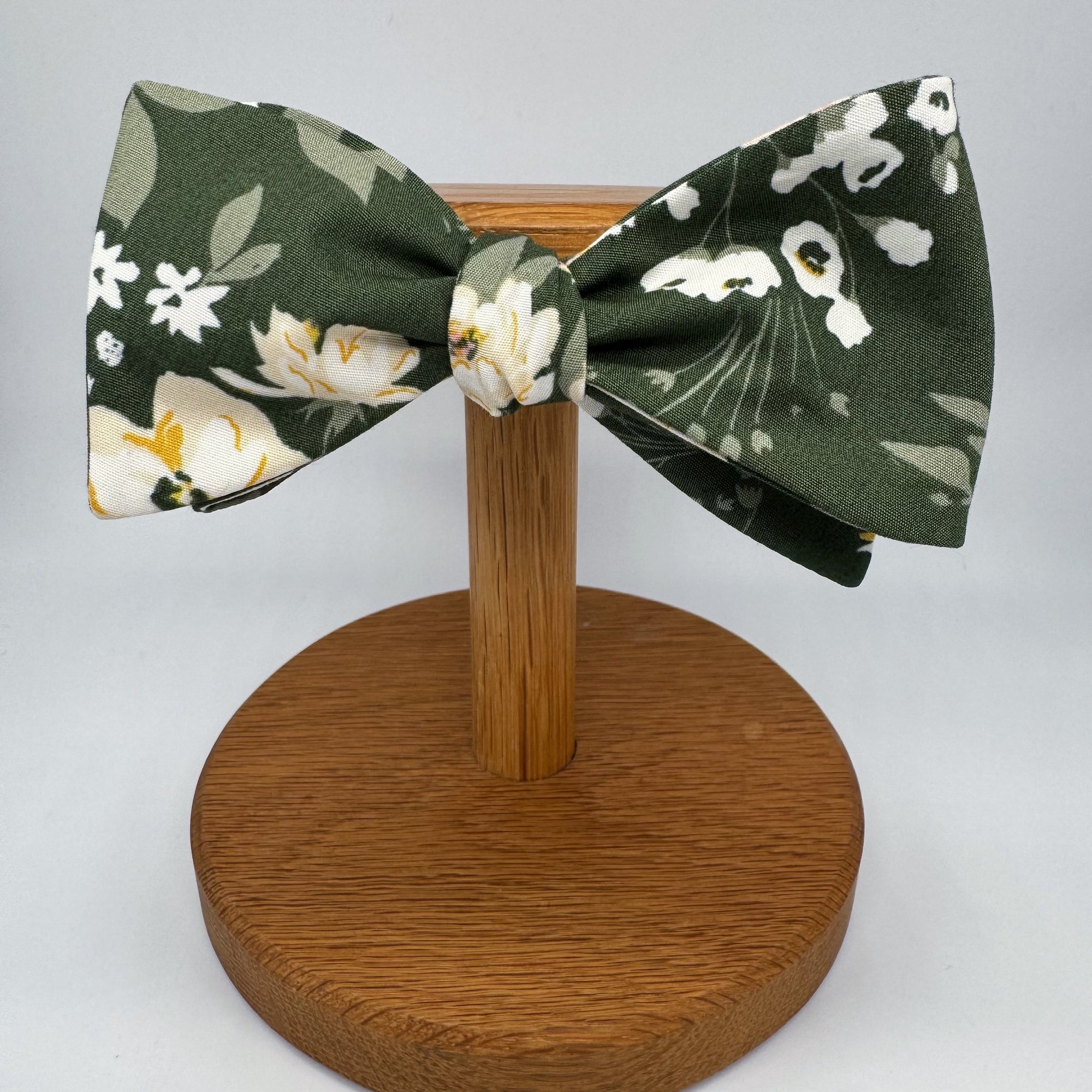 Boho Bloom Bow Tie in Dark Olive Green Floral