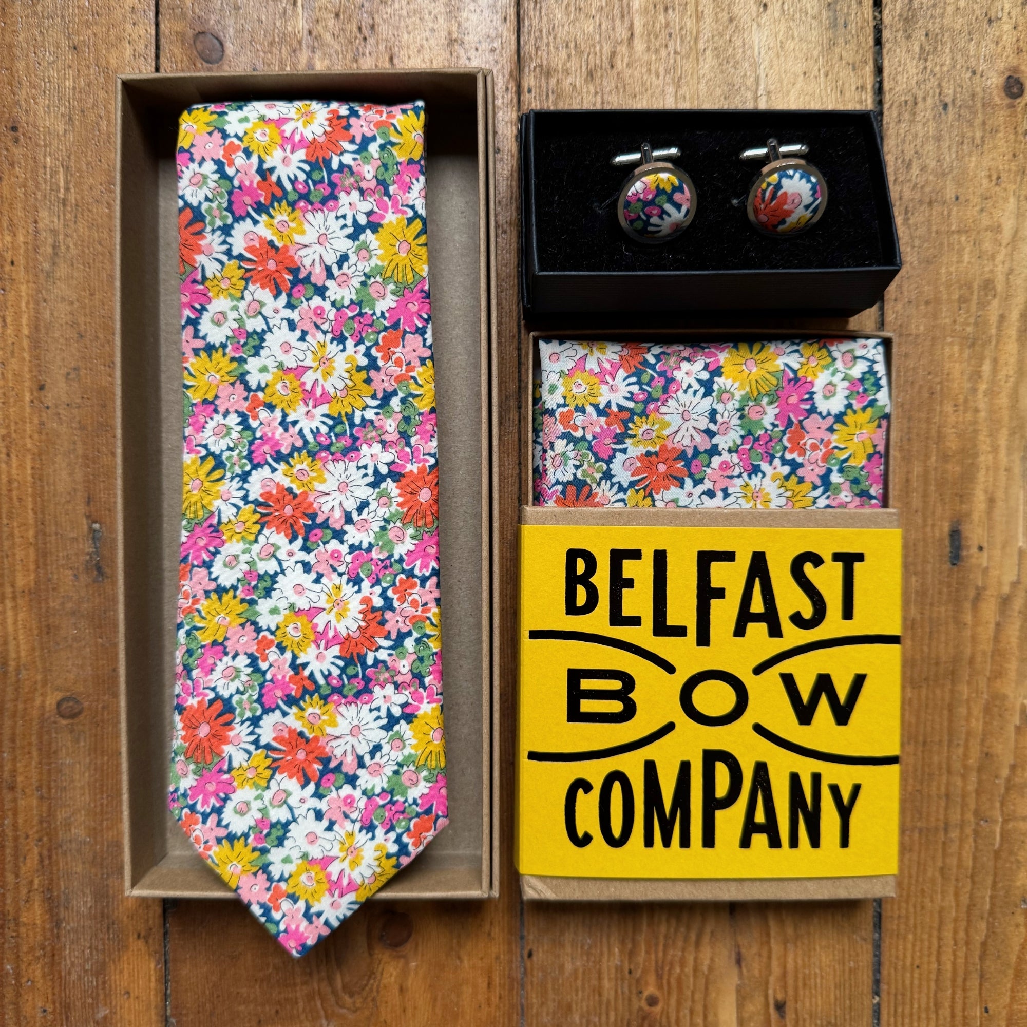 Liberty of London Tie in Yellow & Pink Floral Daisies