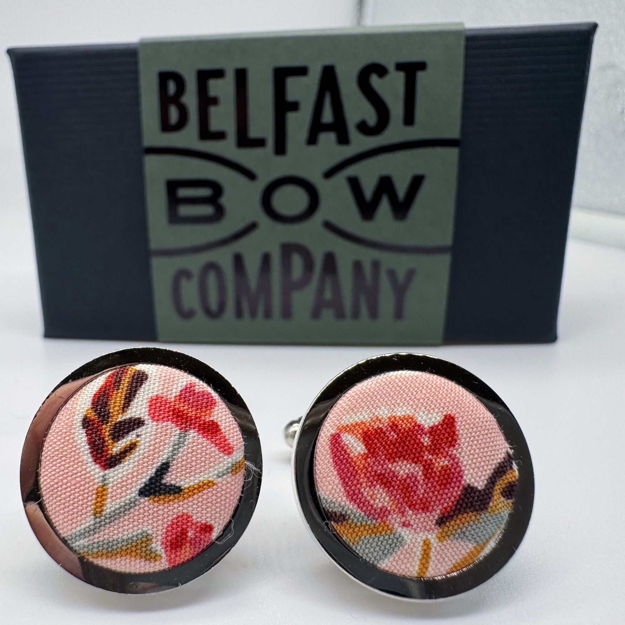 Boho Bloom Cufflinks in Light Watermelon Floral