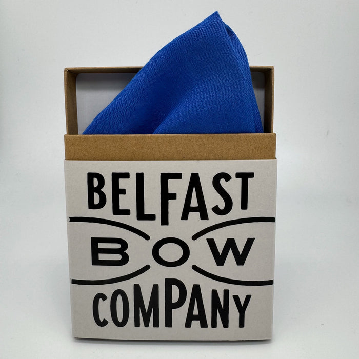 Cobalt Blue Irish Linen Pocket Square by the Belfast Bow Company