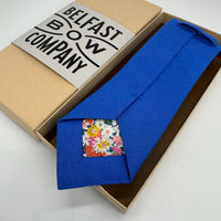 Irish Linen Tie in Cobalt Blue by the Belfast Bow Company