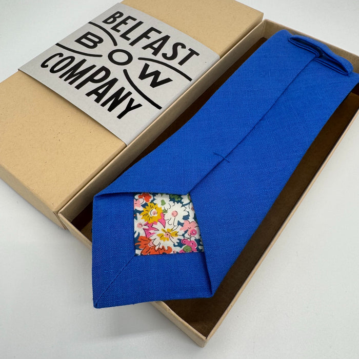 Irish Linen Tie in Cobalt Blue by the Belfast Bow Company