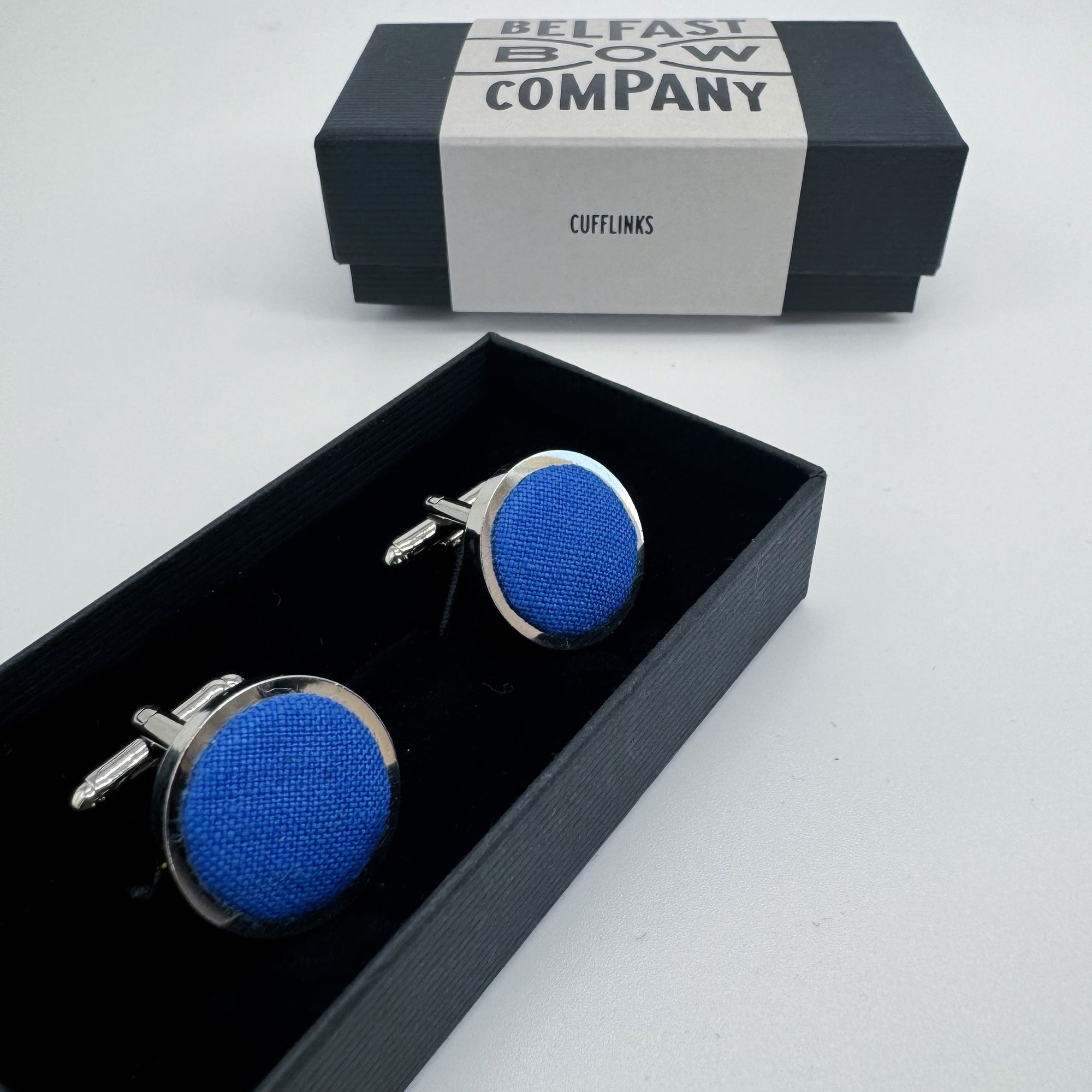 Cobalt Blue Cufflinks in Irish Linen