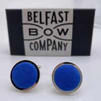 Blue Irish Linen Cufflinks by the Belfast Bow Company