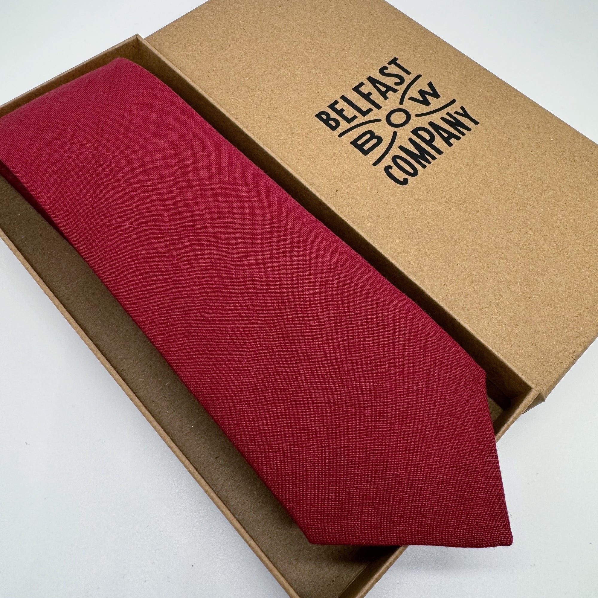 Cherry Red Tie in Irish Linen