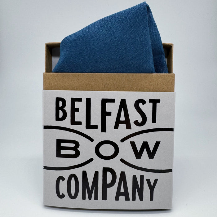 Peacock Blue Pocket Square in Irish Linen by the Belfast Bow Company