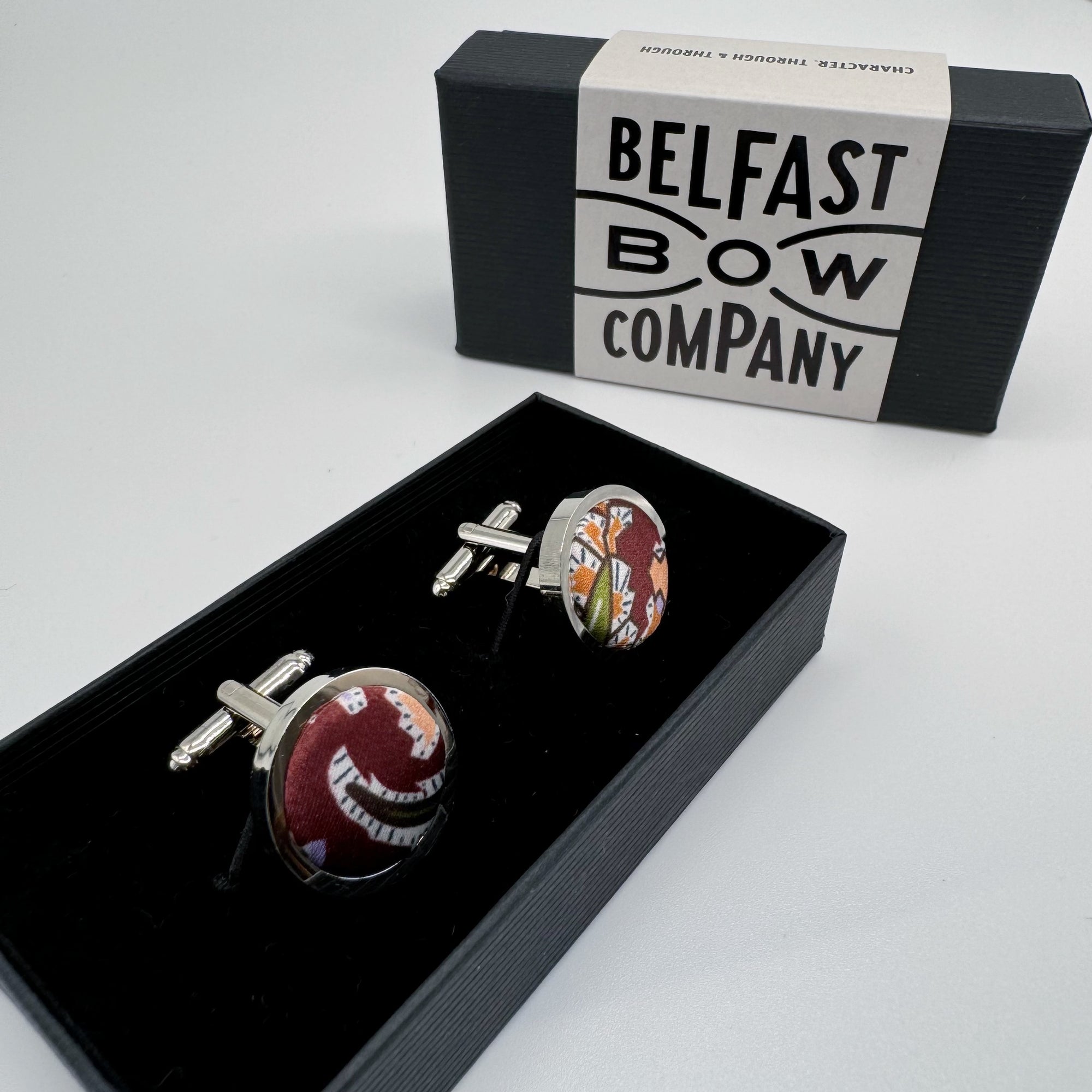 Liberty of London Silk Cufflinks in Burgundy Paisley