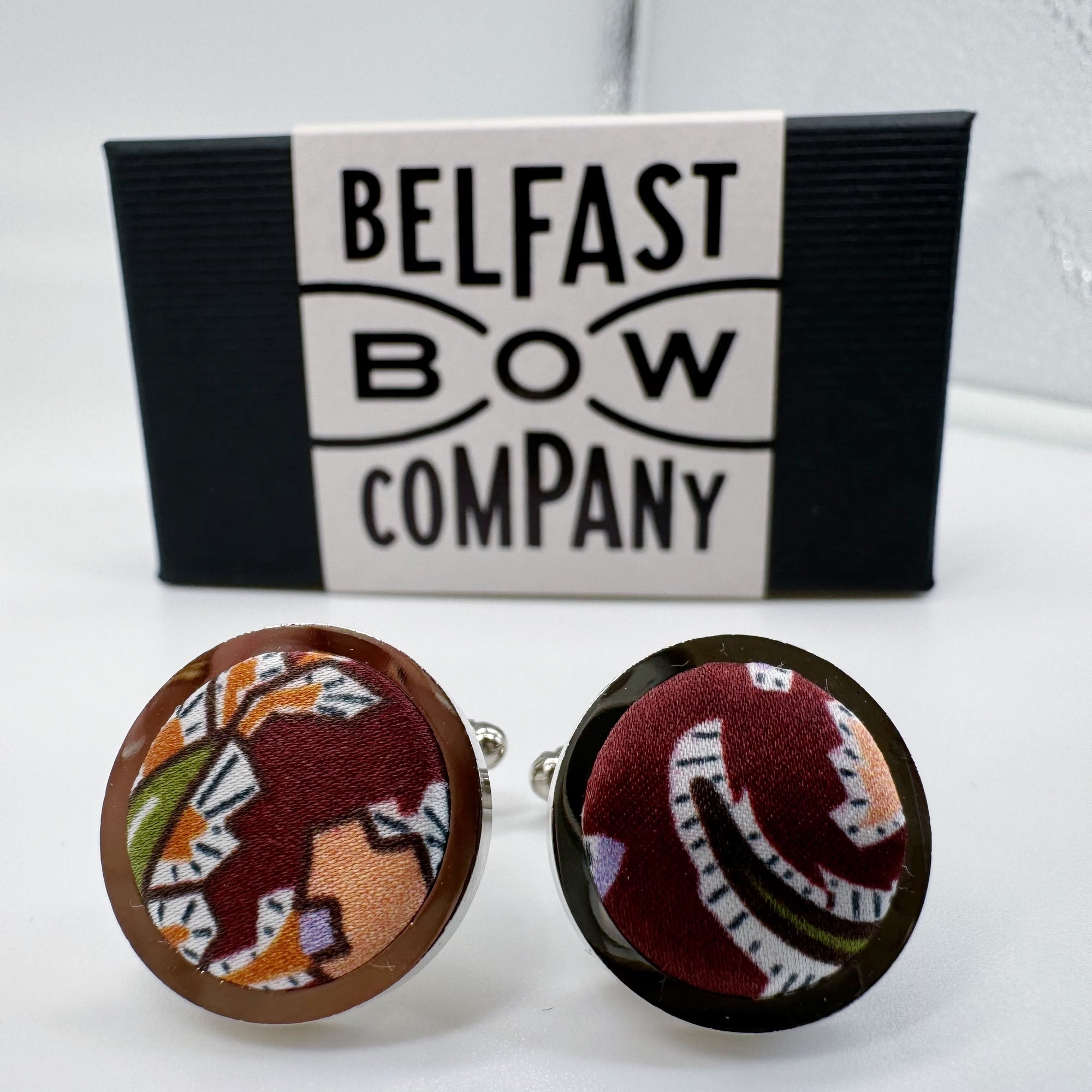 Liberty of London Silk Cufflinks in Burgundy Paisley