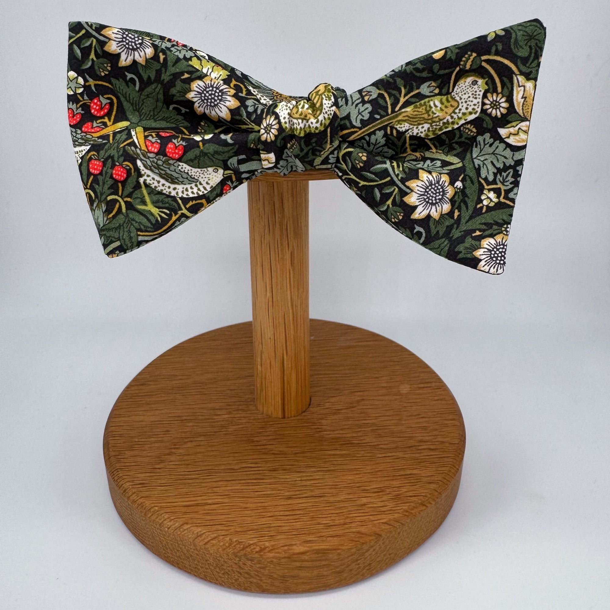 Self-Tie Liberty of London Bow Tie in Dark Green Bird Motif