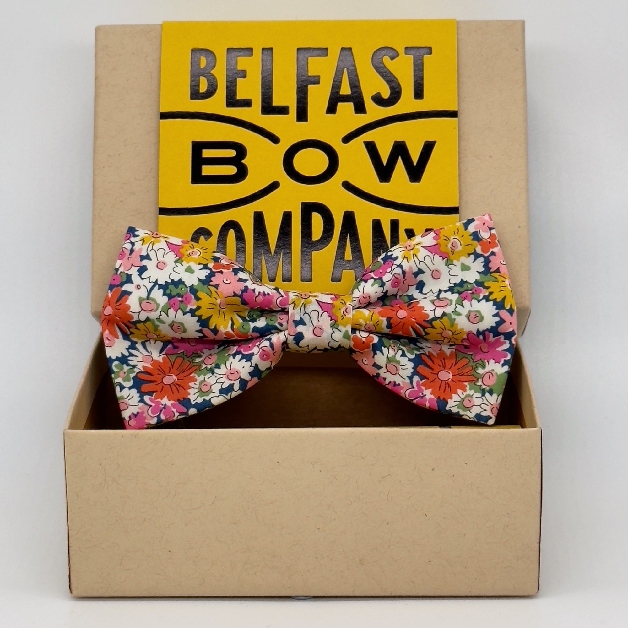Liberty of London Bow Tie in Yellow & Pink Floral Daisies