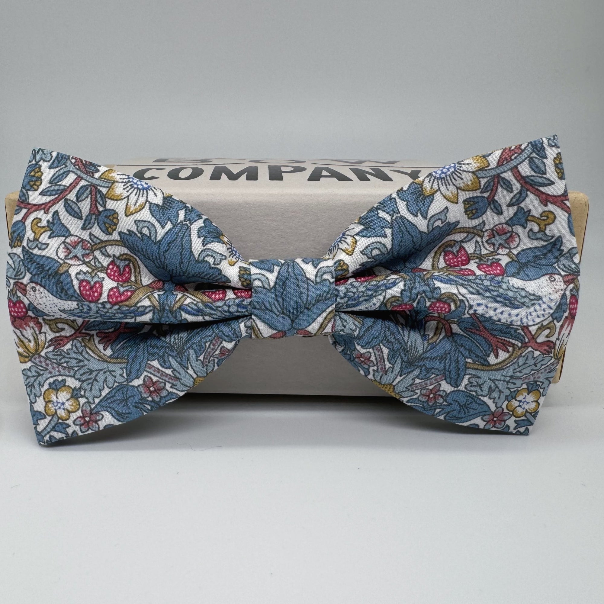 Strawberry Thief Bow Tie in Blue by the Belfast Bow Company